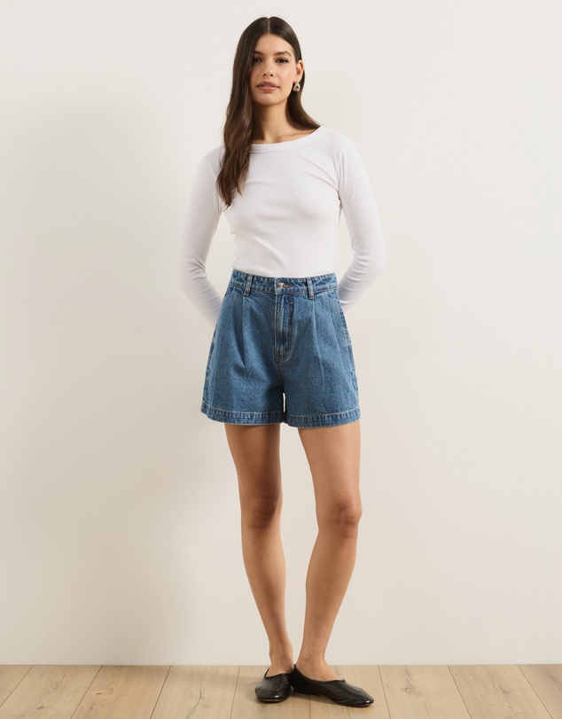 Atmos&Here - Devon Pleated Denim Shorts