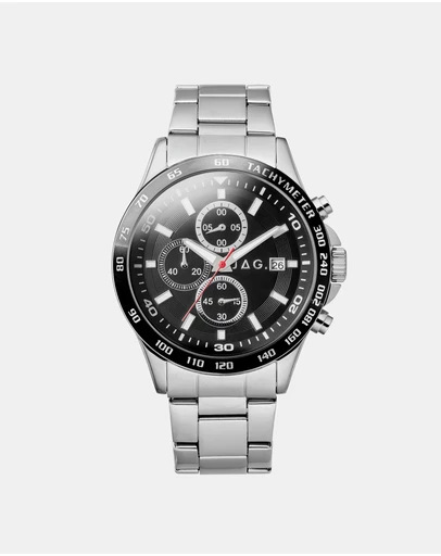 Jag - Callum Mens Black Dial 42mm Silver Watch