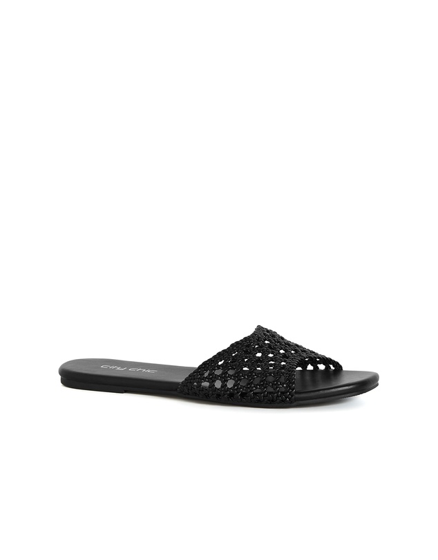 City Chic - Wide Fit Weave Flat Slide