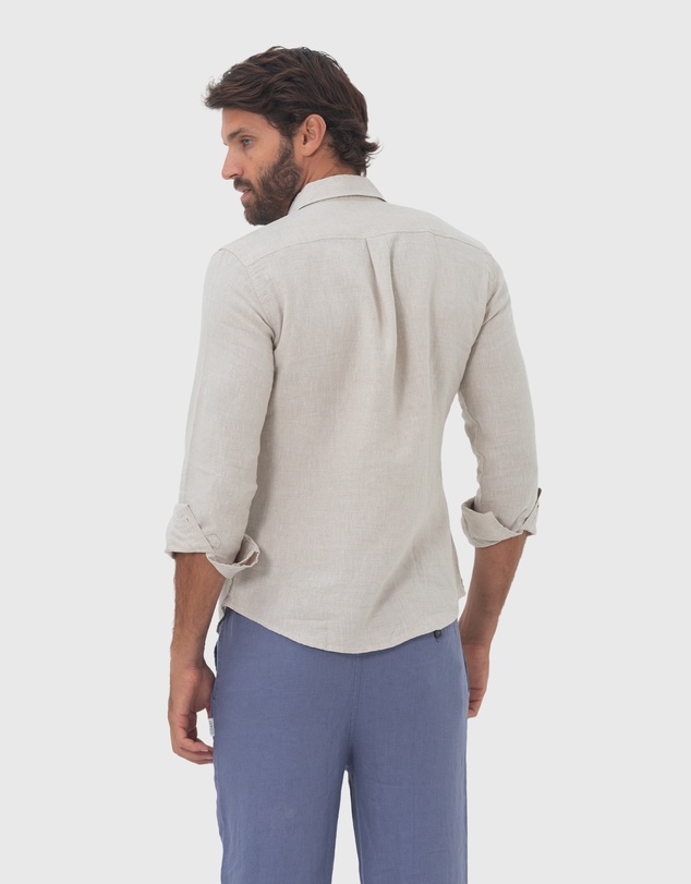 Coast Clothing - Long Sleeve Linen Shirt in Natural Sand