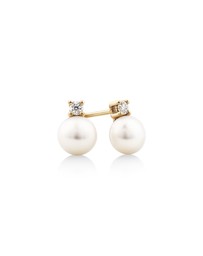 Michael Hill - Drop Earrings with Cultured Freshwater Pearl & Cubic Zirconia in 10kt Yellow Gold