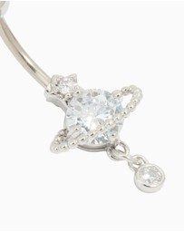 Lovisa - Titanium Cubic Zirconia Planet Belly Bar