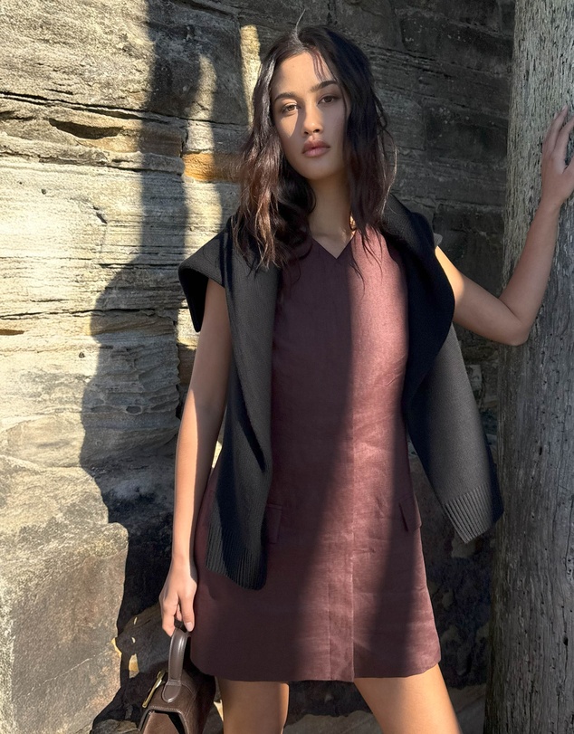 AERE - Tamsin Linen Mini Shift Dress