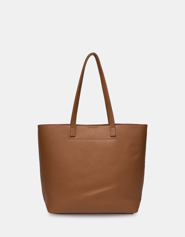 SABEN - Carter Leather Tote Tan + Tan Chain Print