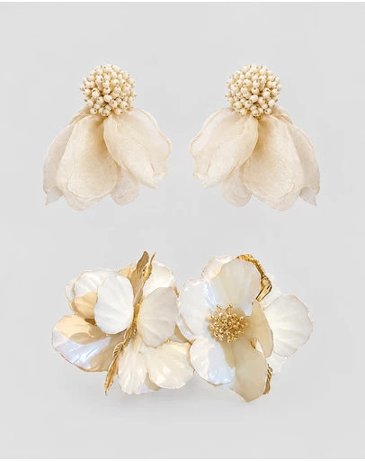 KAJA Clothing - Fashion Exaggerated Oil Dropping Flower-Flower Ear Cuff and Earrings 2Pc