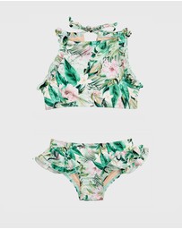 Aqua Blu Kids - Marabou Halter Neck Bikini Set - Kids
