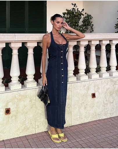 white denim dress women Lioness No Love No Loss Dress