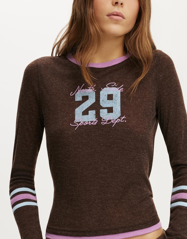 Cotton On - LS Jersey Fitted Graphic Top
