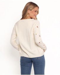 Petal & Pup - Millen Flower Embroidery Cardigan - Cream