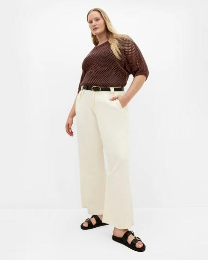 City Chic - Plus size Crochet Knit Top - chocolate