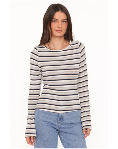 Petal & Pup - Riele Open Back Knit Top - Blue Stripe
