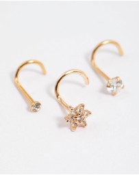 Lovisa - Gold Plated Surgical Steel Flower Nose Stud Pack