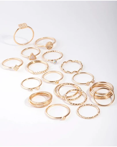 Lovisa - Gold Diamond Cut Ring 26-Pack