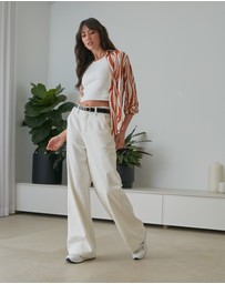 DRICOPER DENIM - Mila Ivory Mid Rise Palazzo Jeans