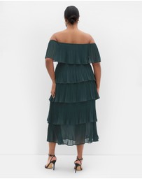 City Chic - Plus size DRESS NIGHT GARDEN - Green Teal