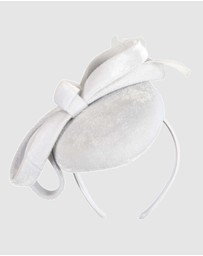 Max Alexander - Velvet White Winter Pillbox Fascinator