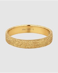 Kuzzoi - ICONIC EXCLUSIVE - Ring Male Band Structured 925 Sterling Silver Gold Plated