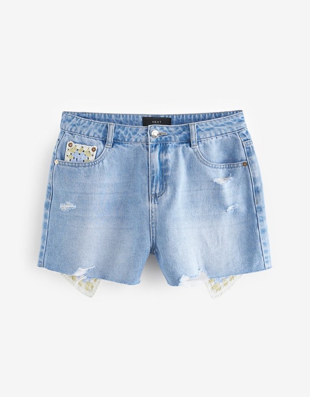 NEXT - Crochet Insert Denim Shorts