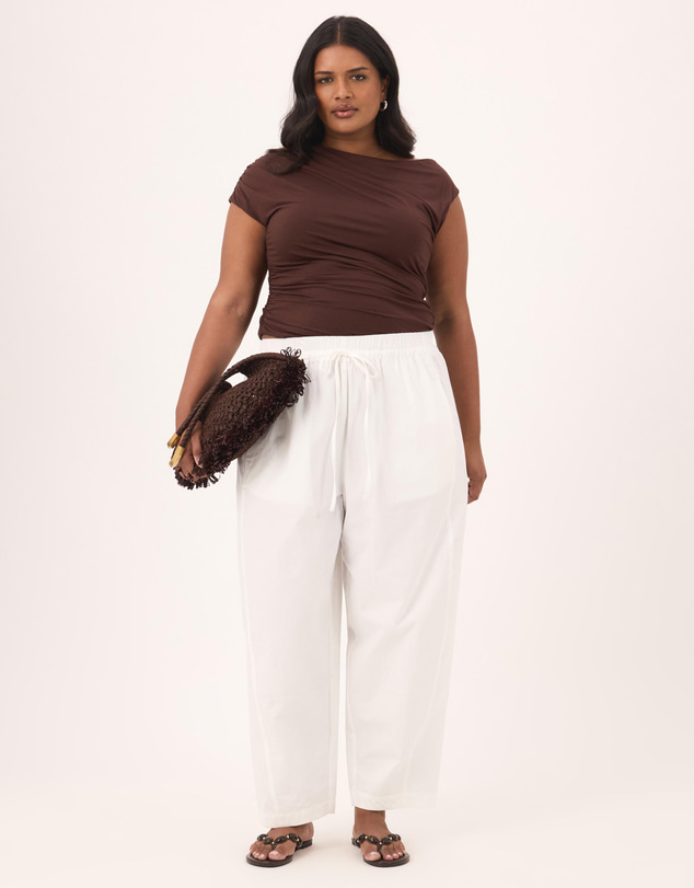 Atmos&Here Curvy - Sienna Cotton Barrel Leg Pants