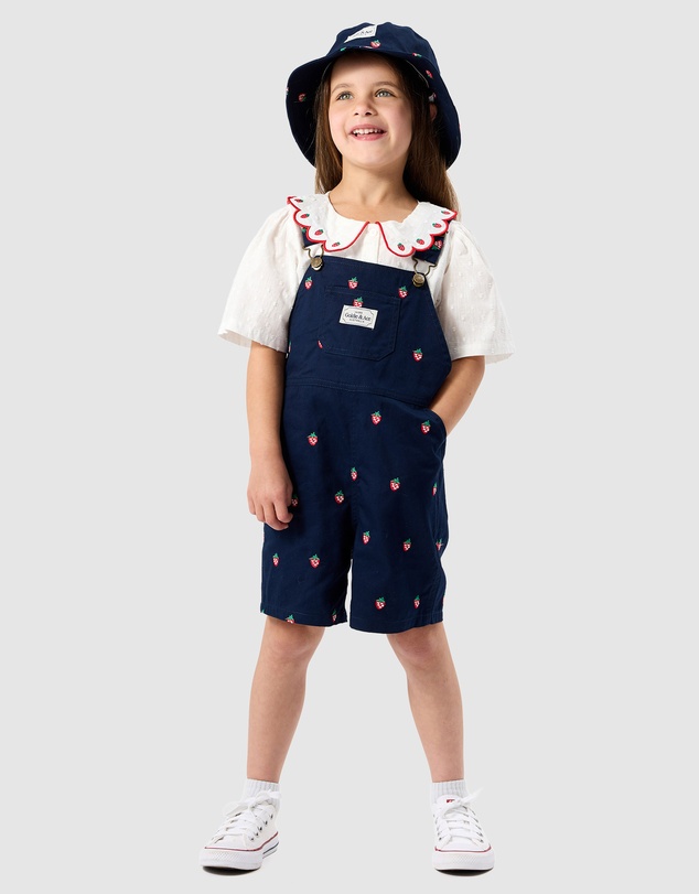 Goldie + Ace - Mini Strawberry Embroidered Bucket Hat - Babies-Kids