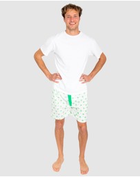 Sant And Abel - Men's Green Palm Tree Sleep Shorts