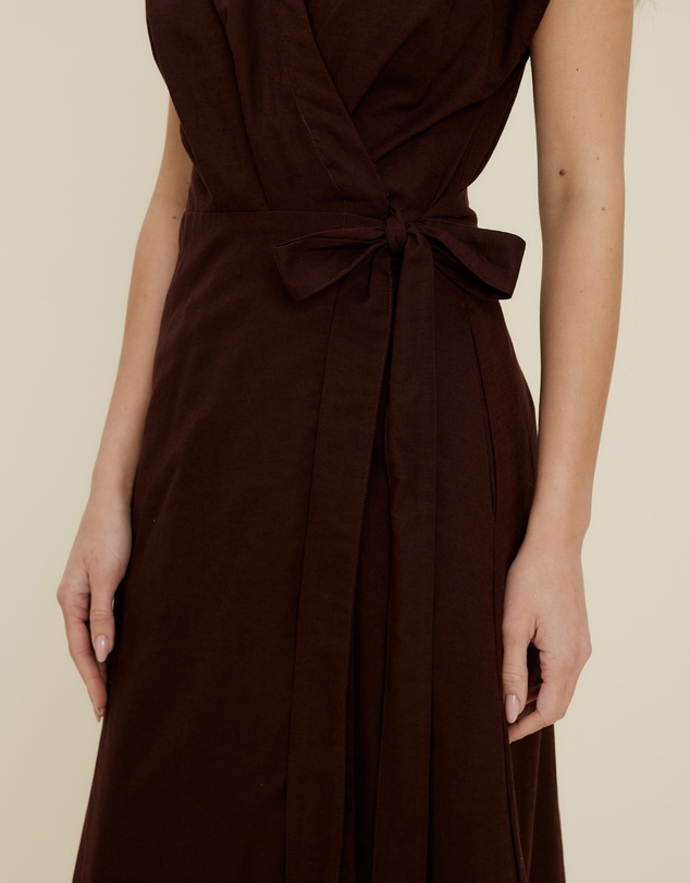 The Fated - Tuck Bodice Sleeveless Midi Dress