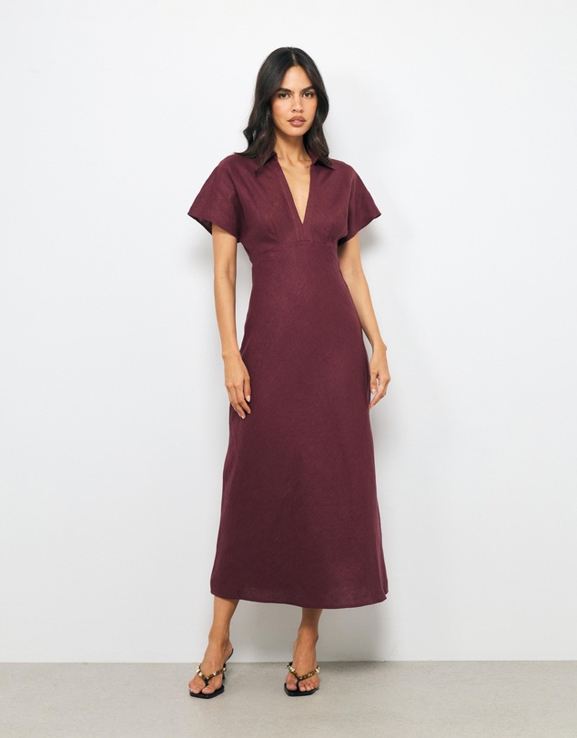 AERE - Evelina Linen Midi Dress