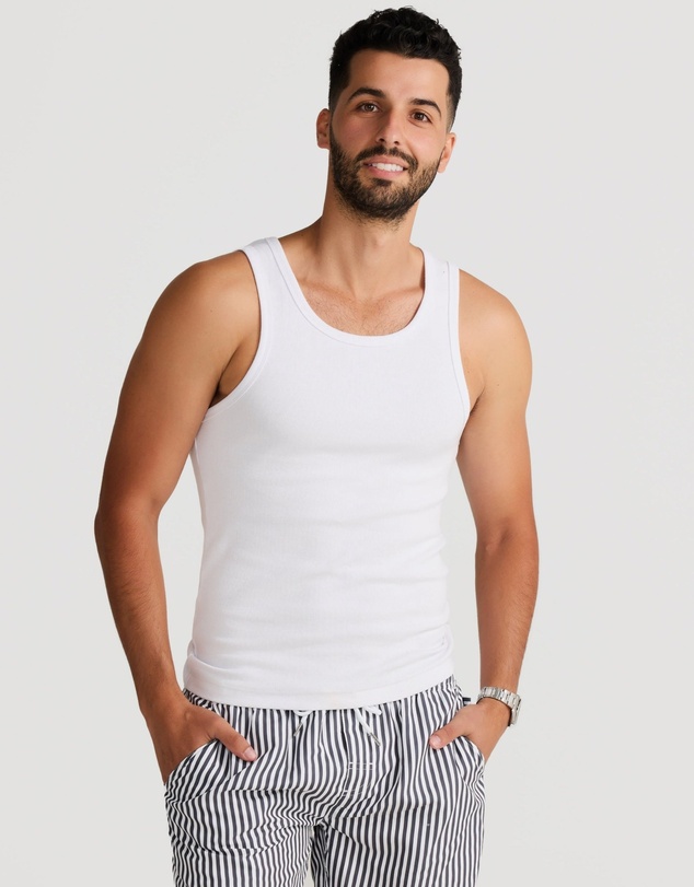 Vacay Swimwear - Rib Singlet White