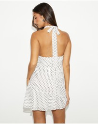 Dazie - Ripple Polka Halter Mini Dress