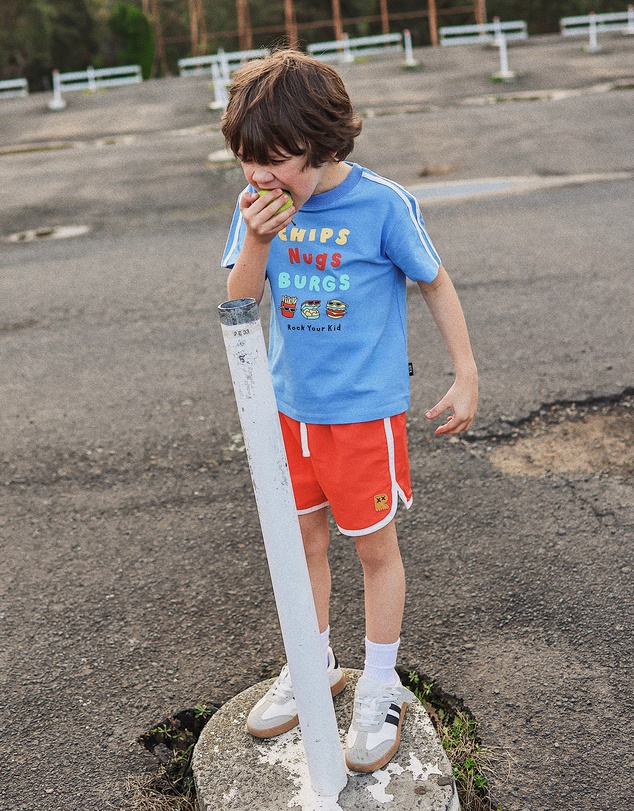 Rock Your Kid - Retro Jogger Shorts in Fiery Red
