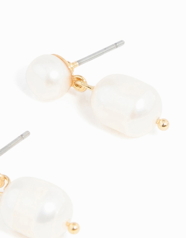 Lovisa - Gold Plated Freshwater Pearl Drop Earrings