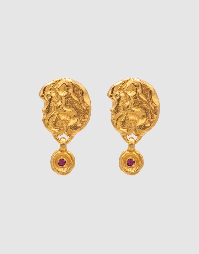 Haze & Glory - ICONIC EXCLUSIVE - Earrings Ruby Red Jamilla in 925 Sterling Silver Gold Plated