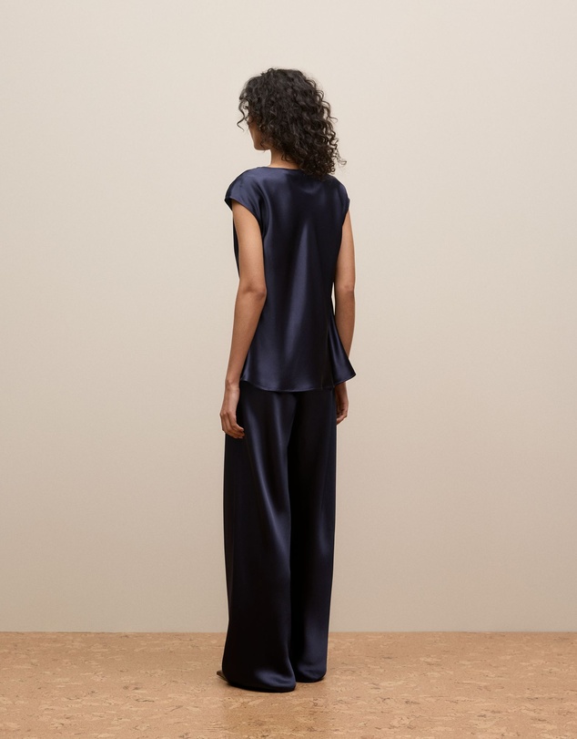 Trenery - Satin Cowl Neck Blouse in Night Sky