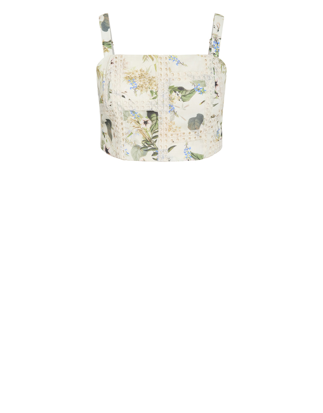 City Chic - Plus size Arabella Print Crop Top - butter
