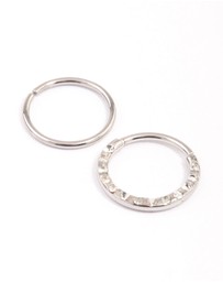 Lovisa - Surgical Steel Cubic Zirconia Textured Nose Ring Pack