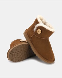 AusWooli Ugg Boots - Cabarita Sheepskin Chic Short Button Boots