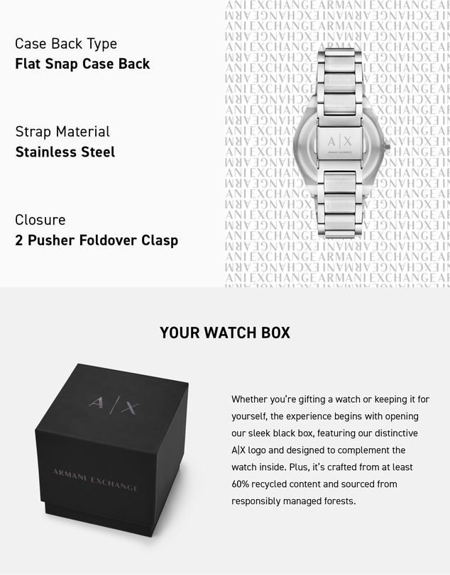 Armani Exchange - Silver Tone Analogue Watch