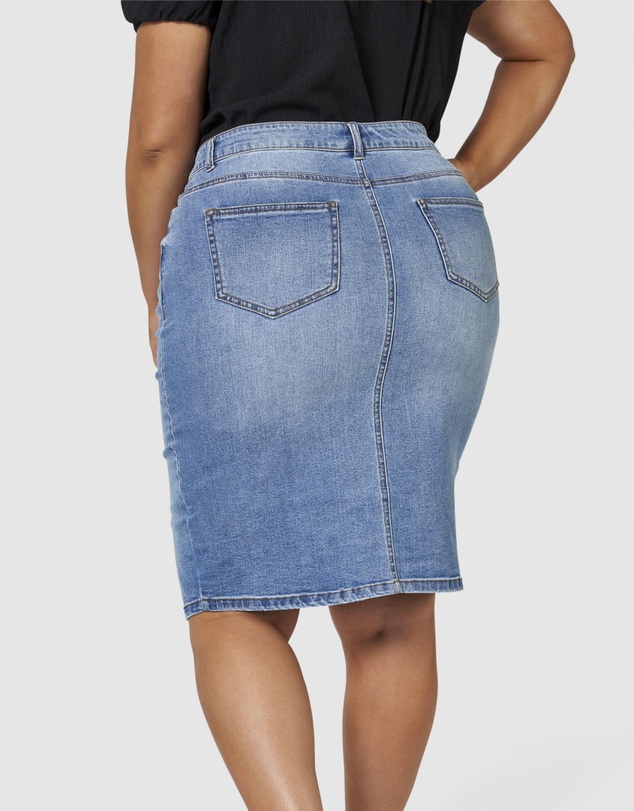 Sunday In The City - Two Men Down Denim Skirt