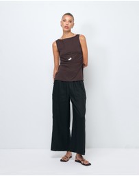 AERE - Tori Cropped Linen Pants