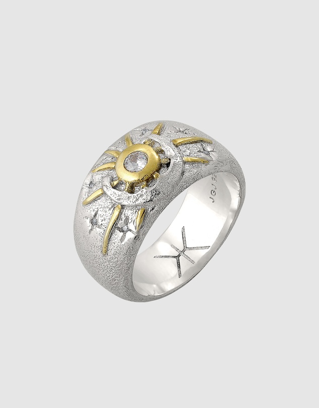Kuzzoi - ICONIC EXCLUSIVE - Sun and Moon Bi-Color Ring in 925 Sterling Silver