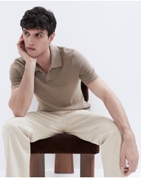 UNISON - Pointelle Stitch Knit Polo