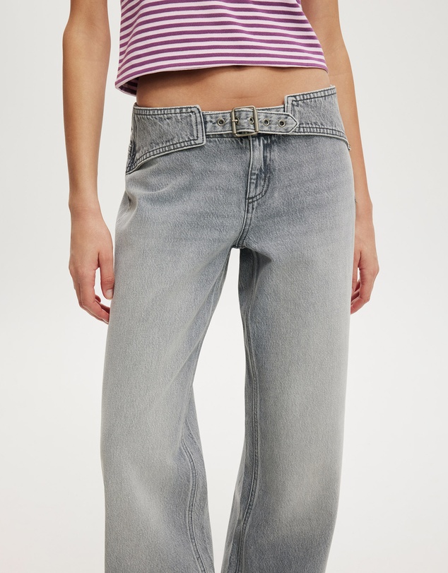 Cotton On - Belted Low Rise Straight Jean