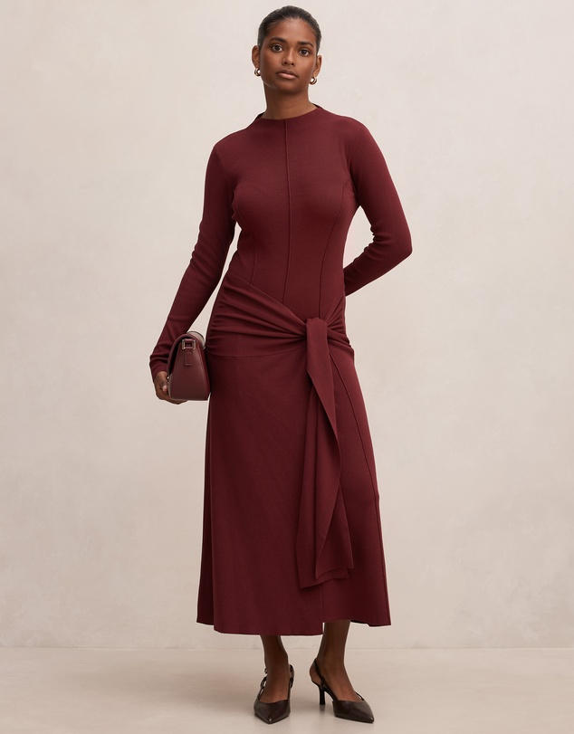 Forever New Petite - Irina Petite Long Sleeves Tie Knitted Dress