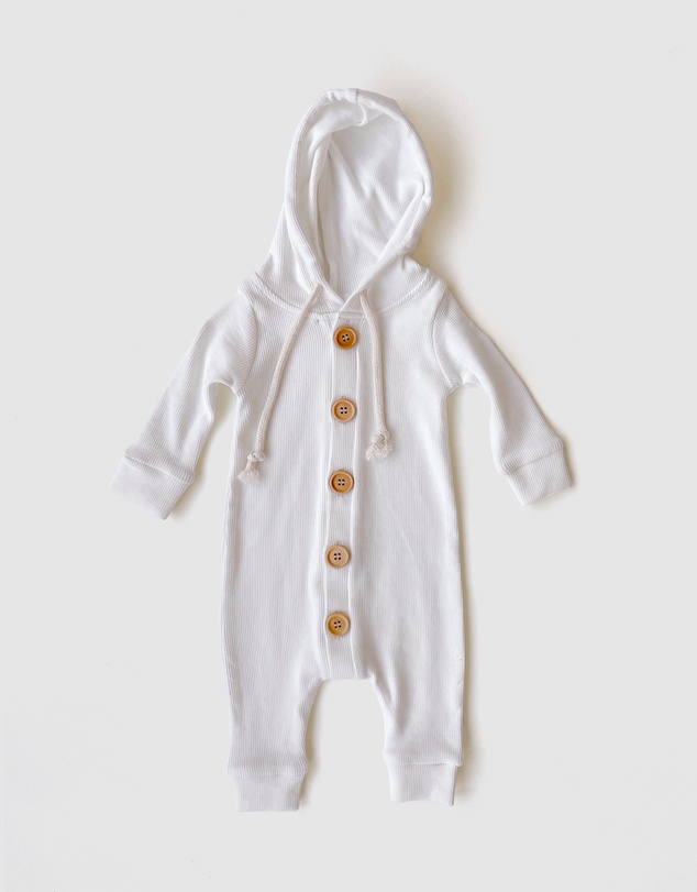 WITH LOVE FOR KIDS - Basics Thick Ribbed Hooded All In One - Babies