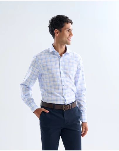 3 Wise Men - 3 Wise Men Library Blue Check Shirt