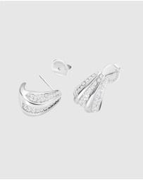 Rosefield - Pavé Striped Silver-Tone Stud Earrings