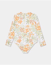 Roxy - Girls 8 to 16 Floral Horizon Long Sleeve Onesie Rash Vest