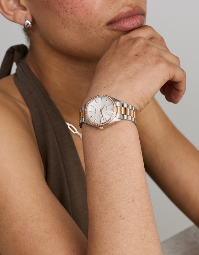 Michael Hill - Women's 0.60 Carat TW Diamond Bezel Watch in Rose Tone Stainless Steel.