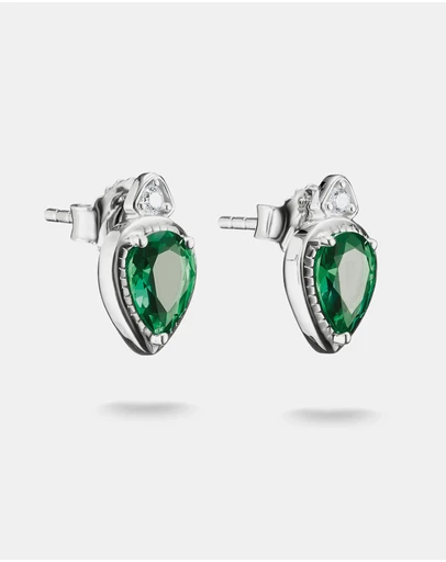 THOMAS SABO - THOMAS SABO Stud Earrings with Green Teardrop Stones Silver