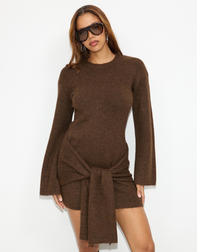 Dazie - Candice Waist Tie Knit Dress